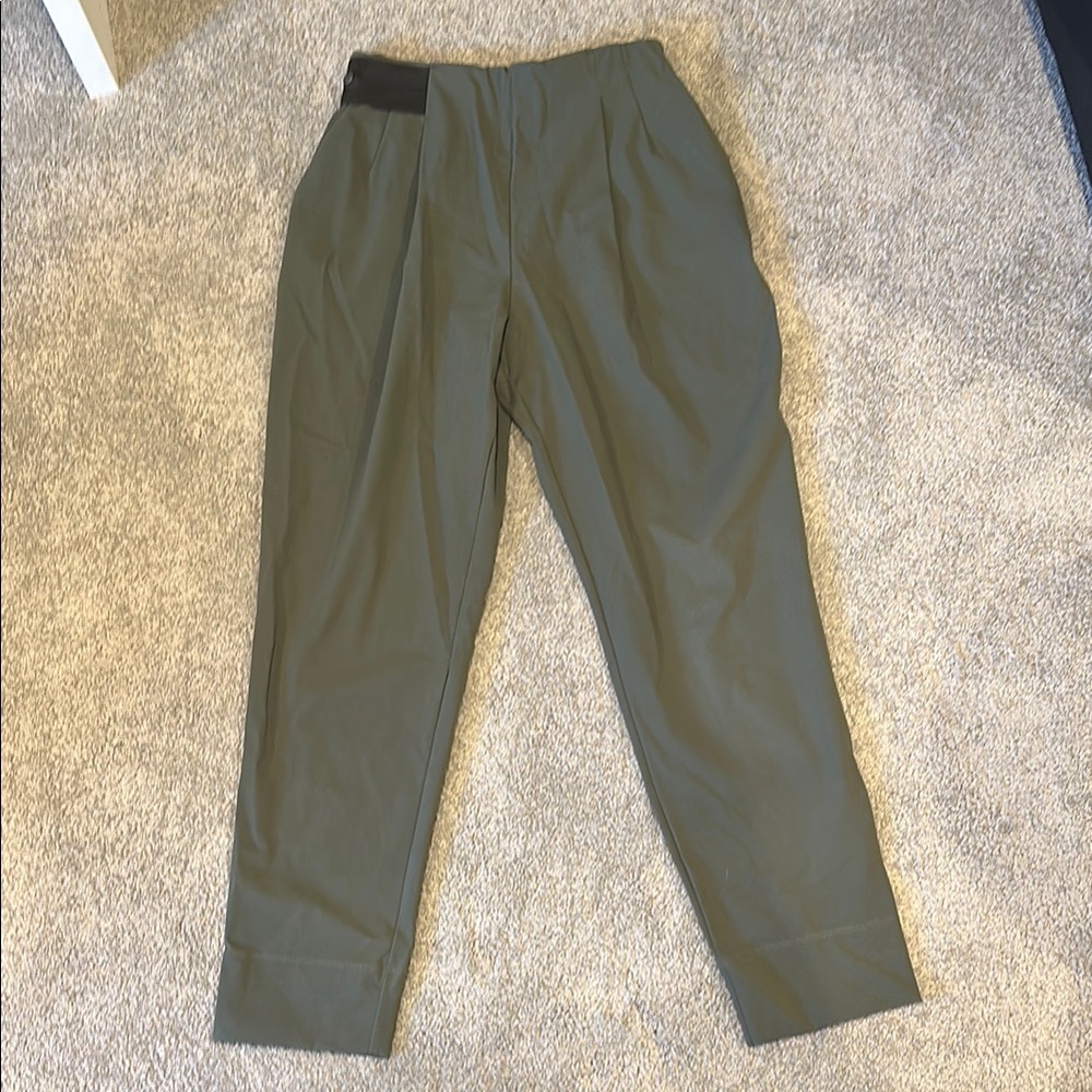 ADAY Turn It Up Olive Green Tailored Pleated Pants Excellent Condition